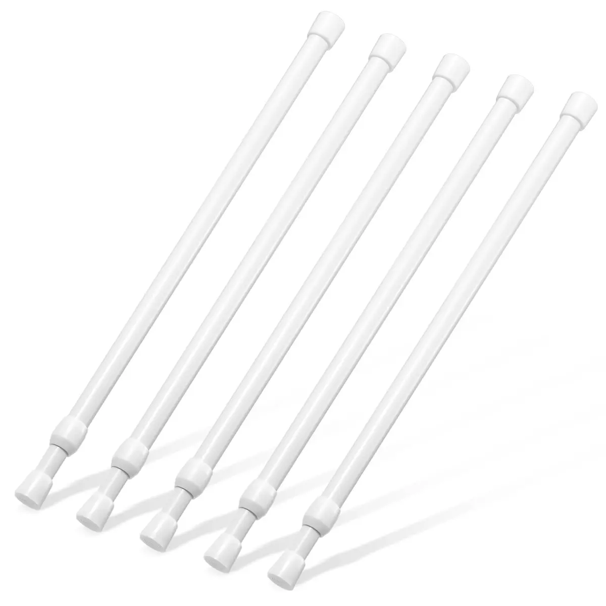 Goowin White 5 Pack Tension Rod 16-28 Inch | No-Drill Spring Tension Rods for Closets and Cupboards - main product image