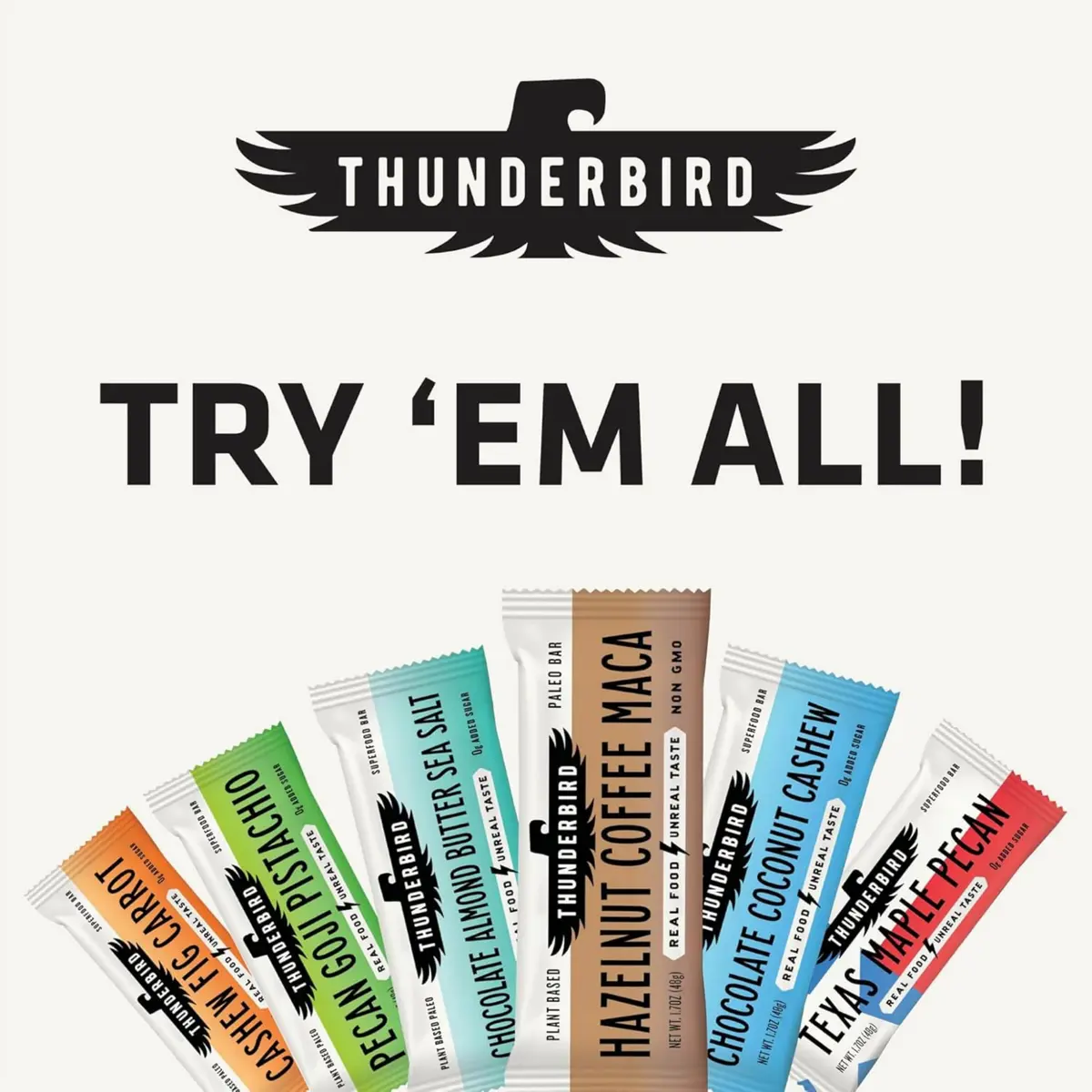 Thunderbird Bars Energy Snack Gluten-Free Protein Vegan Paleo Non-GMO 12x1.7 oz | Real Food Fuel - view 8