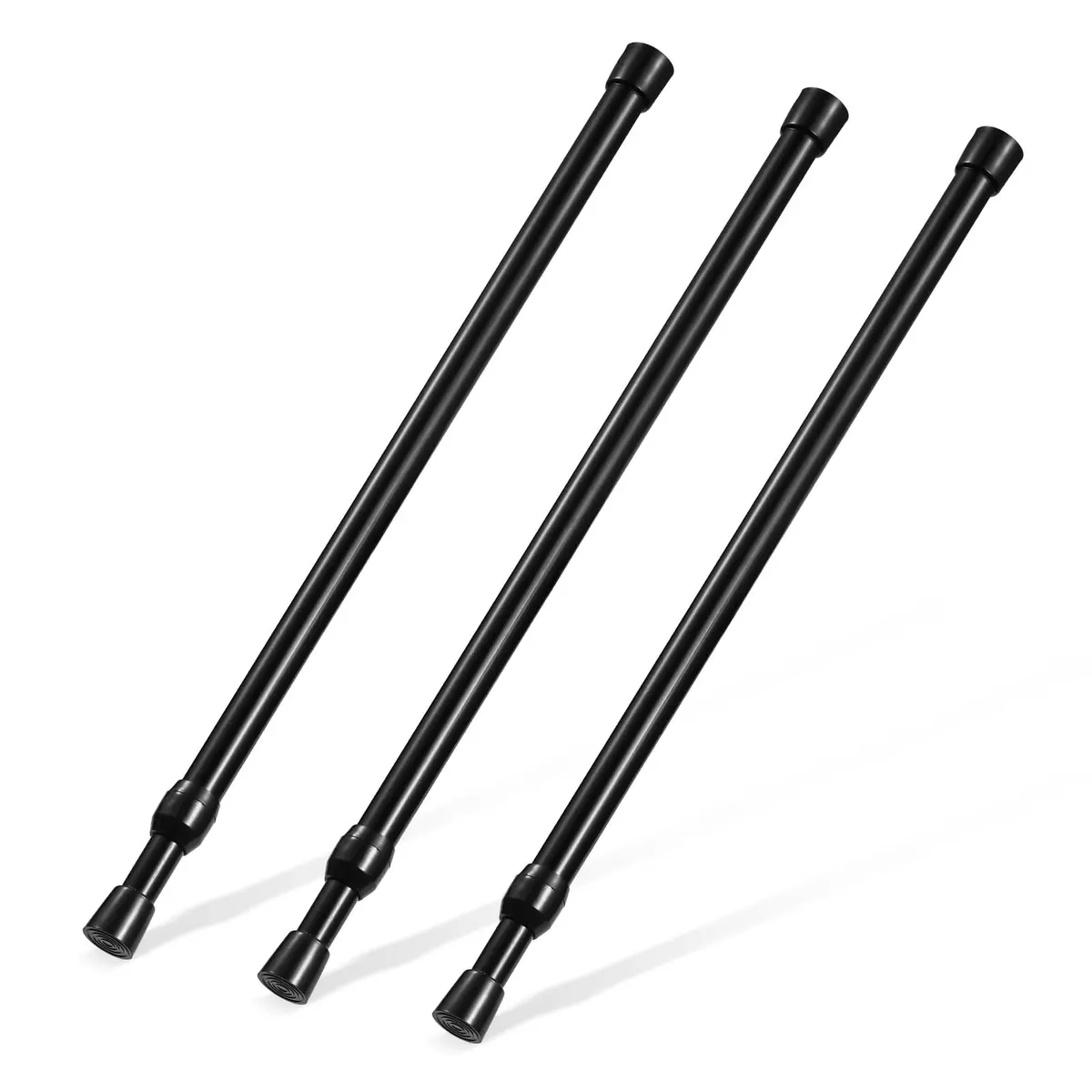 Goowin Black 3 Pack Tension Rod 16-28 Inch (40-71 cm) | No-Drill Spring Curtain Rod for Closets & Windows - main product image
