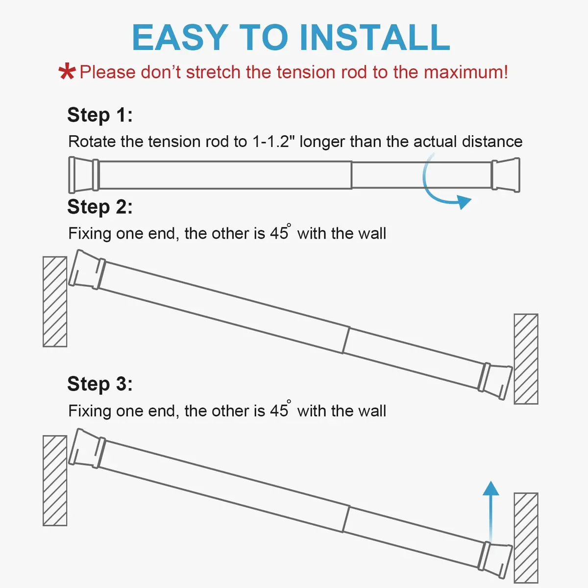 Goowin Black 3 Pack Tension Rod 16-28 Inch (40-71 cm) | No-Drill Spring Curtain Rod for Closets & Windows - view 6