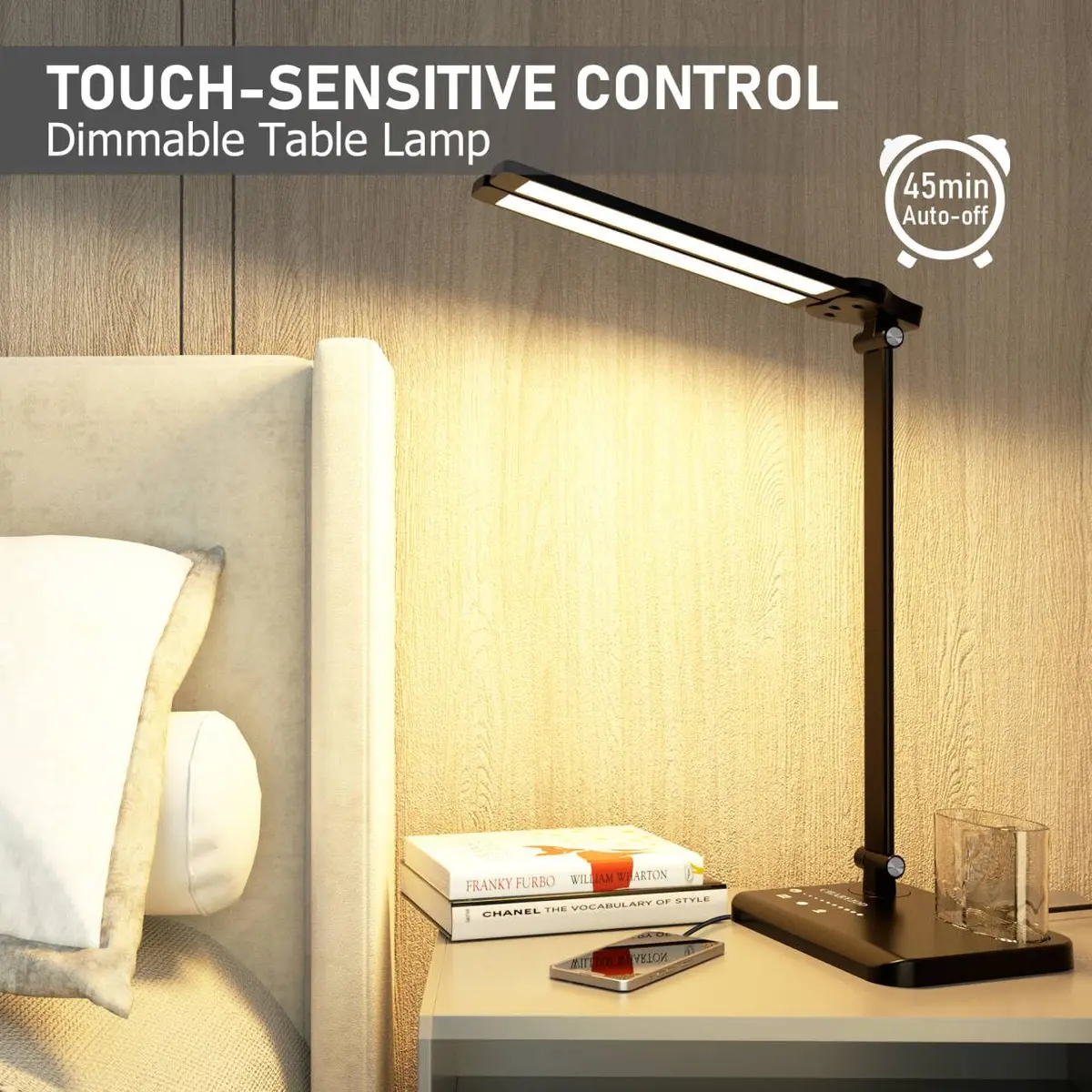 CHARYJOD Dimmable LED Desk Lamp with USB Port | 50 Lighting Modes, Dual Swing Arm, Eye-Caring, Auto Timer - view 7