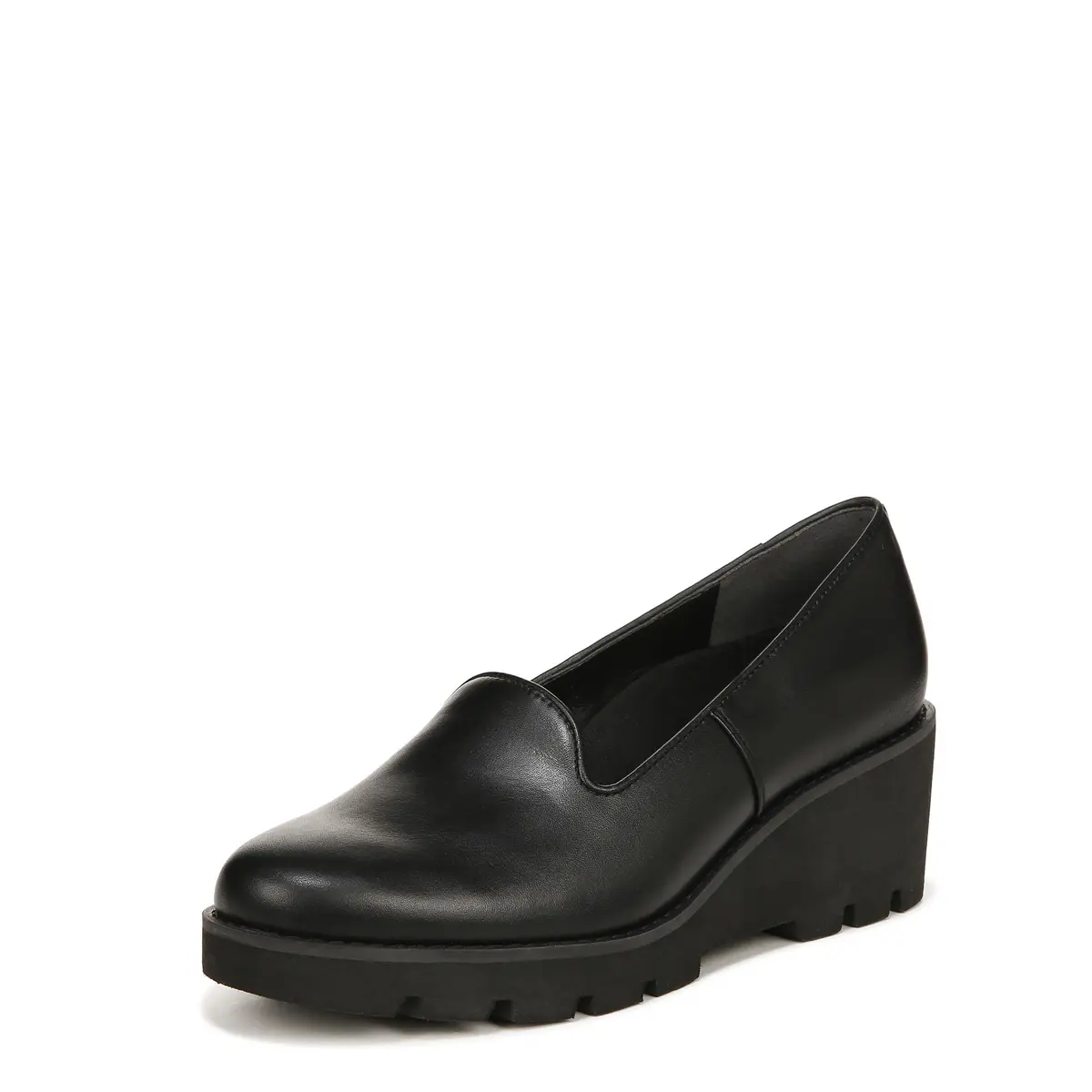 Vionic Women's Aster Willa Wedge Black Leather 2.25" Heel | Supportive Arch Support Dress Shoes for Women - main product image