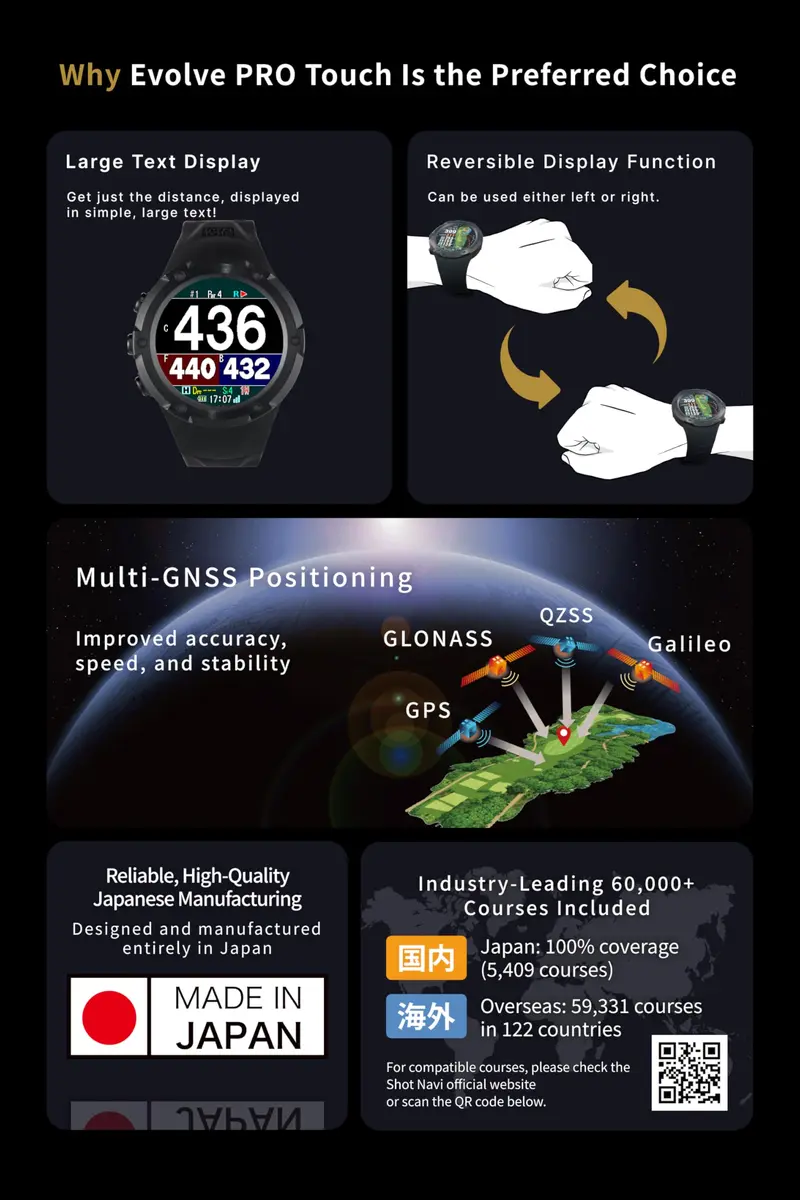 Shot Navi Evolve PRO Touch Golf GPS Watch with 1.4in Touch Panel, Green Heatmap, Auto Measure, 8hr GPS, Waterproof, 60,000 Courses - view 8