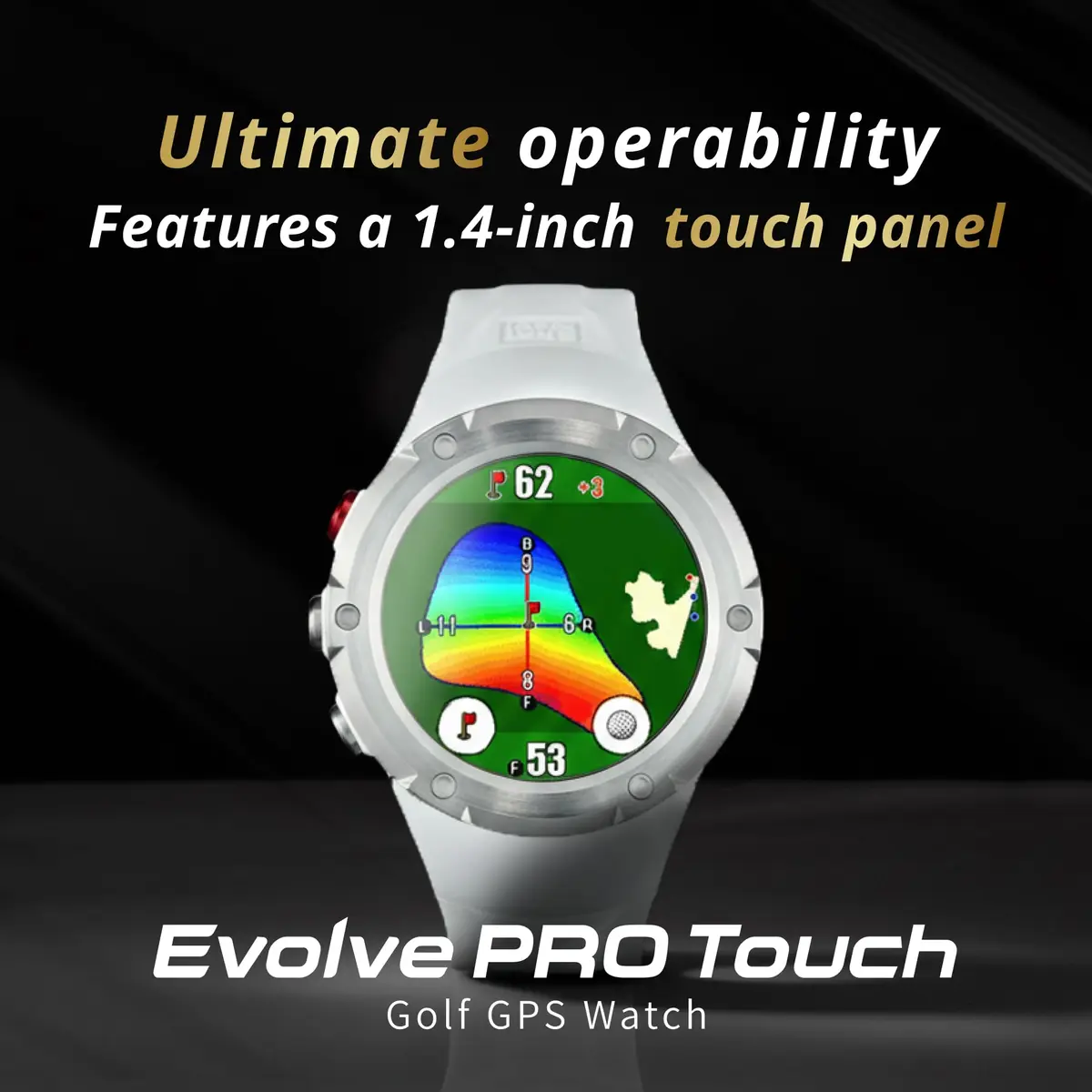 Shot Navi Evolve PRO Touch Golf GPS Watch with 1.4in Touch Panel, Green Heatmap, Auto Measure, 8hr GPS, Waterproof, 60,000 Courses - view 2