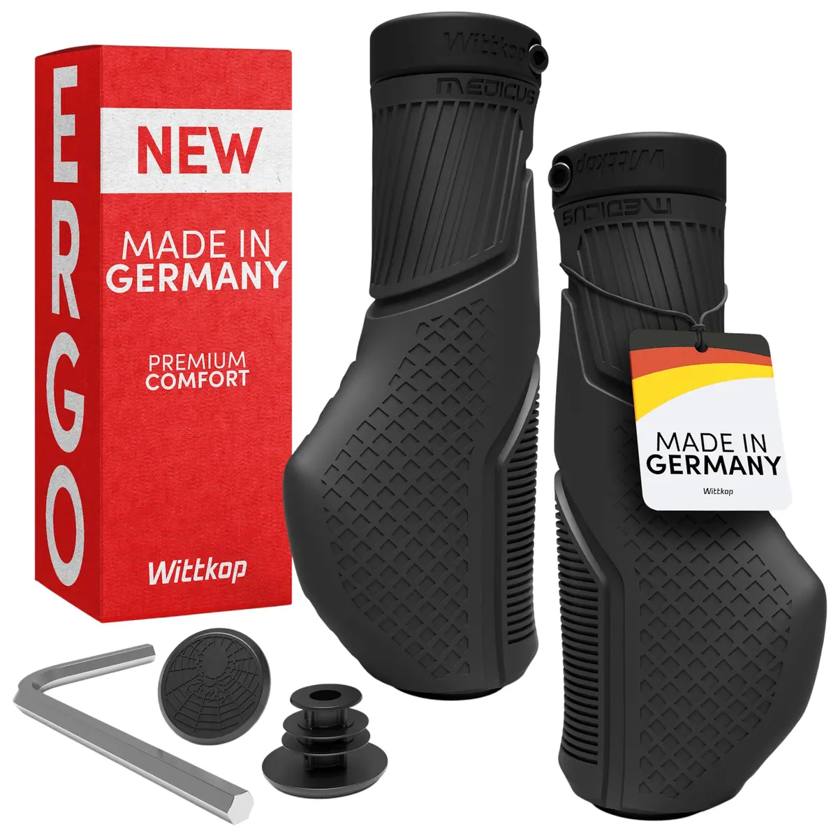 Wittkop Bike Grips with 3-Zone Ergonomic Design | German Engineering for Comfort & Non-Slip Grip - main product image
