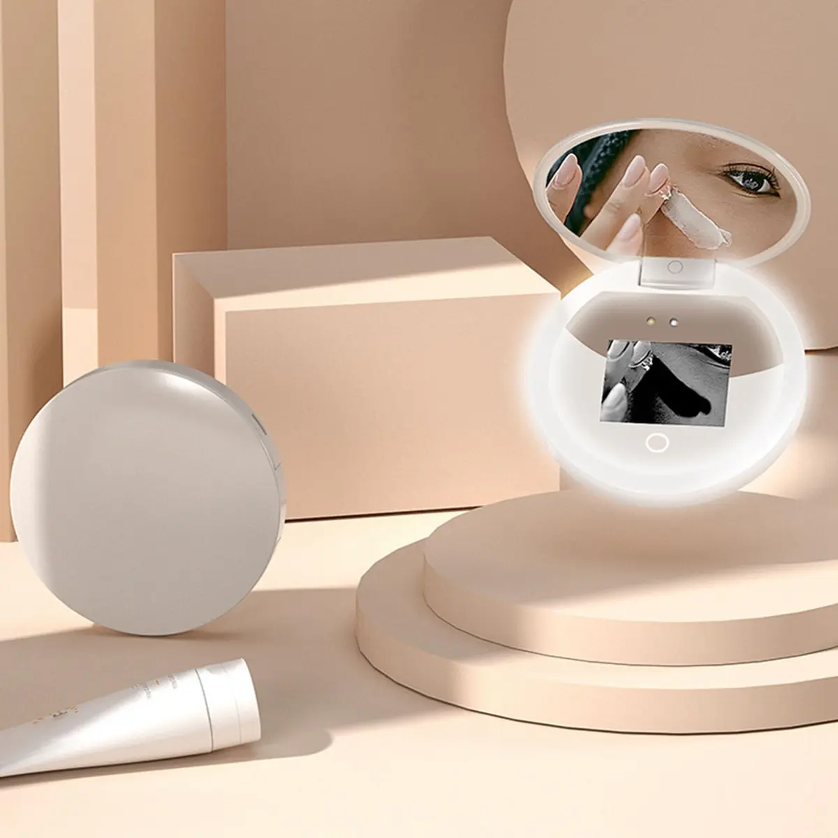 Dpofirs Portable Travel Compact Mirror with Camera & 2X Magnification, 9.7cm (3.5in) Lighted Pocket Mirror | Sunscreen Application Checker - view 8