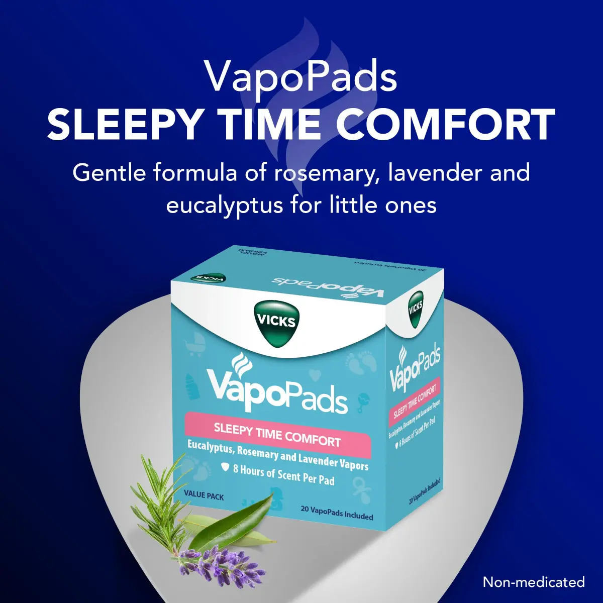Vicks VapoPads Sleepy Time Comfort 20 Count | Calming Rosemary, Lavender, Eucalyptus Scents for Better Breathing - view 2
