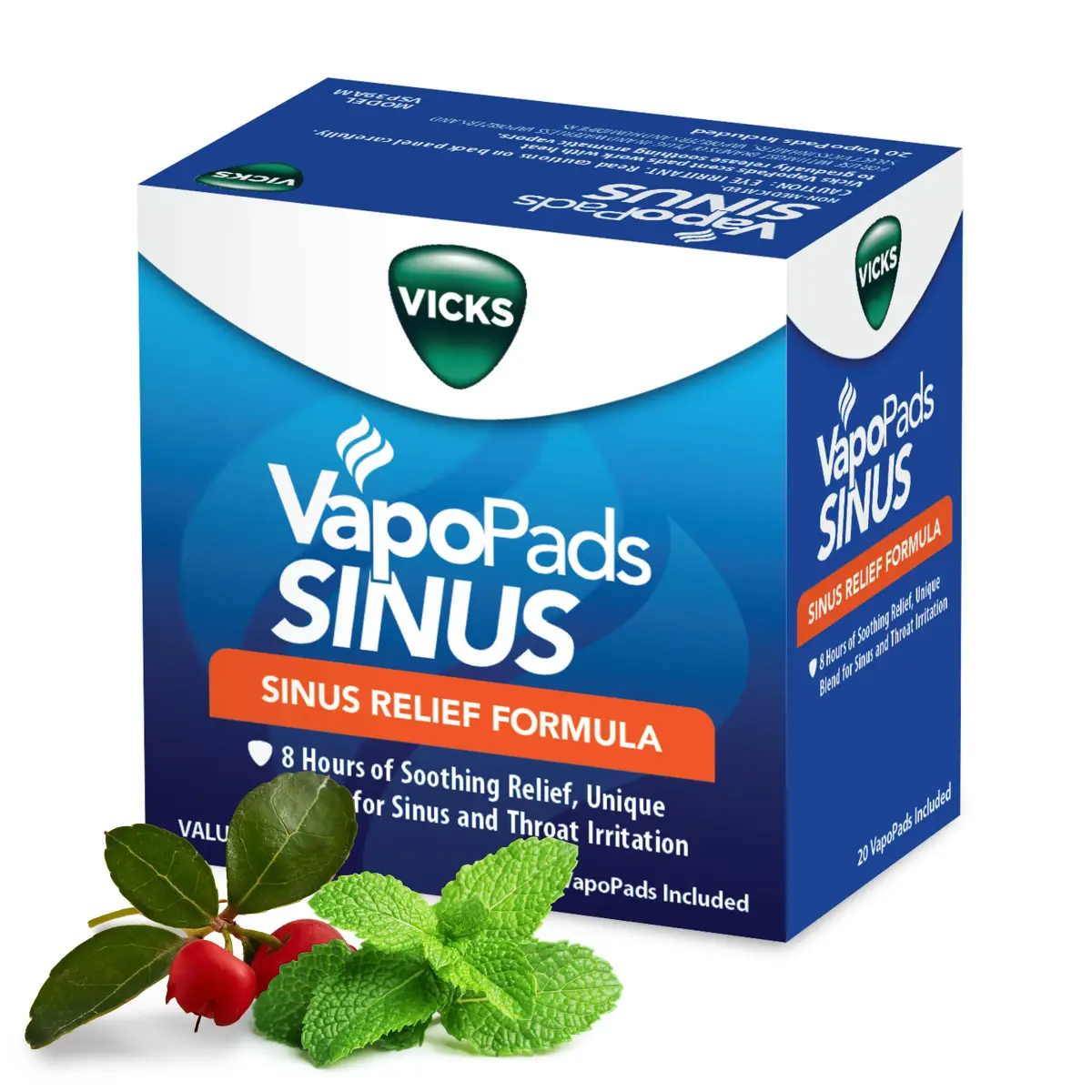 Vicks VapoPads Plus Sinus Relief Formula 20 Count (0.08 lb) | Non-Medicated Congestion Relief - main product image