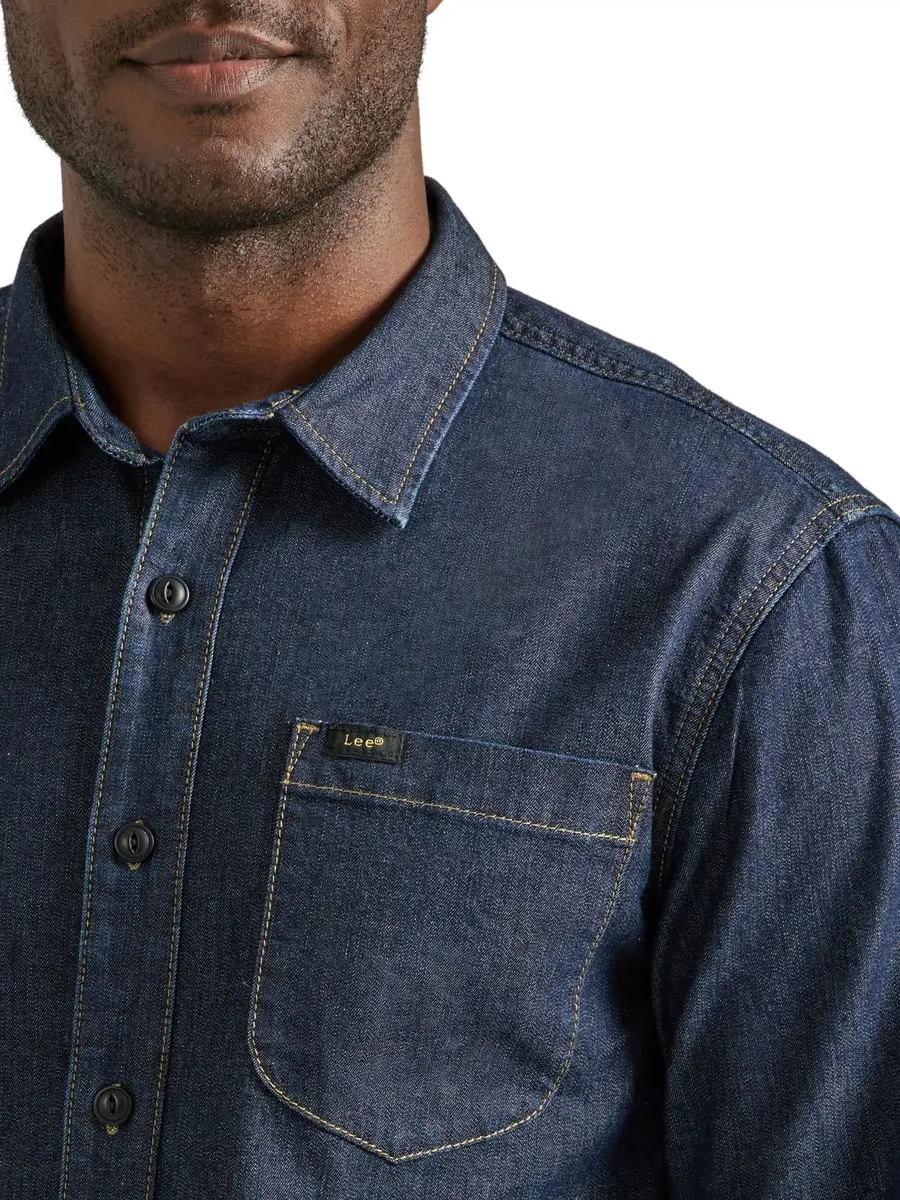 Lee Men's All Purpose Classic Fit Long Sleeve Shirt, Denim Rinse Wash, XX-Large | Versatile Casual Style - view 2