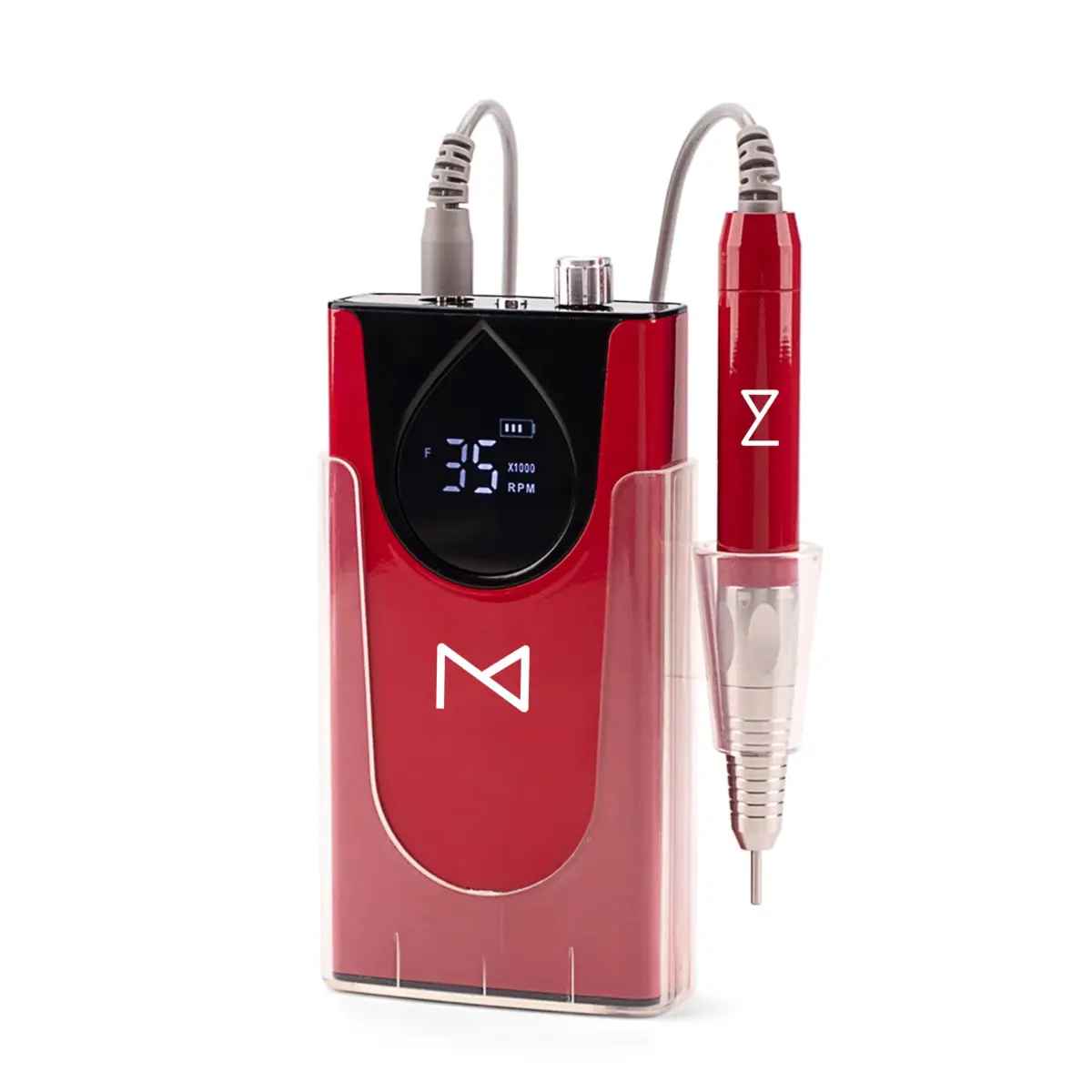 M Max Brushless 2-in-1 Nail Drill 35000 RPM Cordless Red | Professional Salon & Home Use - view 2