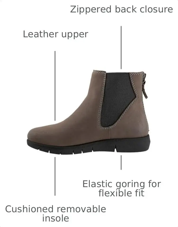 SoftWalk Albany Grey Women's Boots 9.5 X-Wide | Comfortable Leather Ankle Boot - view 4