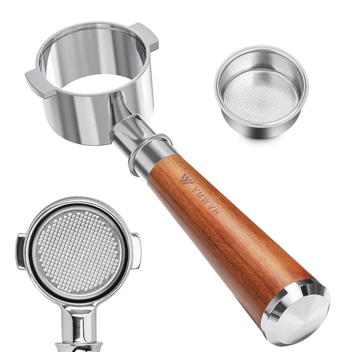 YMWVH 51mm Bottomless Portafilter 2 Ear for De-longhi ECP3420/EC155/BCO430/EC260 | Real-Time Brew Control - main product image