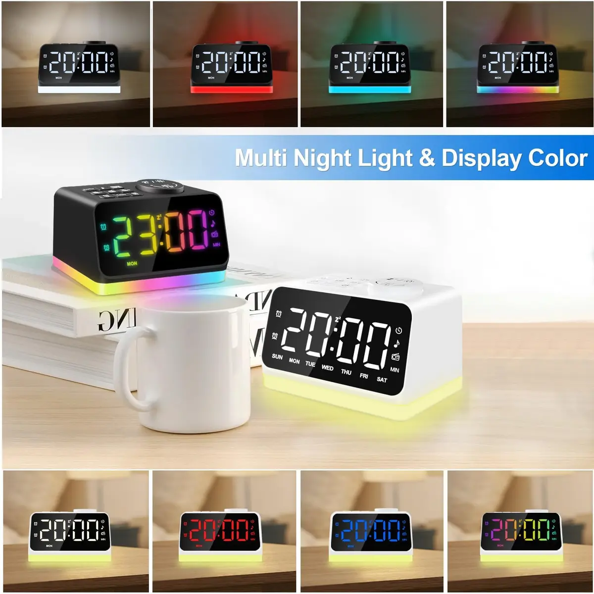 JALL Digital Alarm Clock with FM Radio, Night Light & Dual Alarm | Easy for Seniors & Kids - view 5
