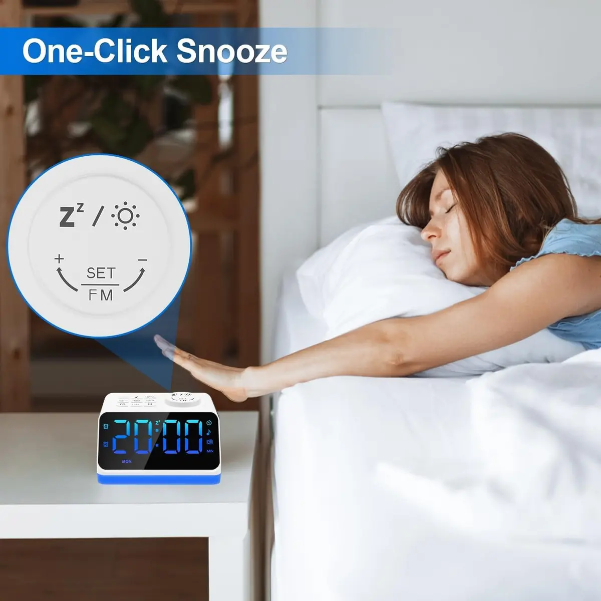 JALL Digital Alarm Clock with FM Radio, Night Light & Dual Alarm | Easy for Seniors & Kids - view 3