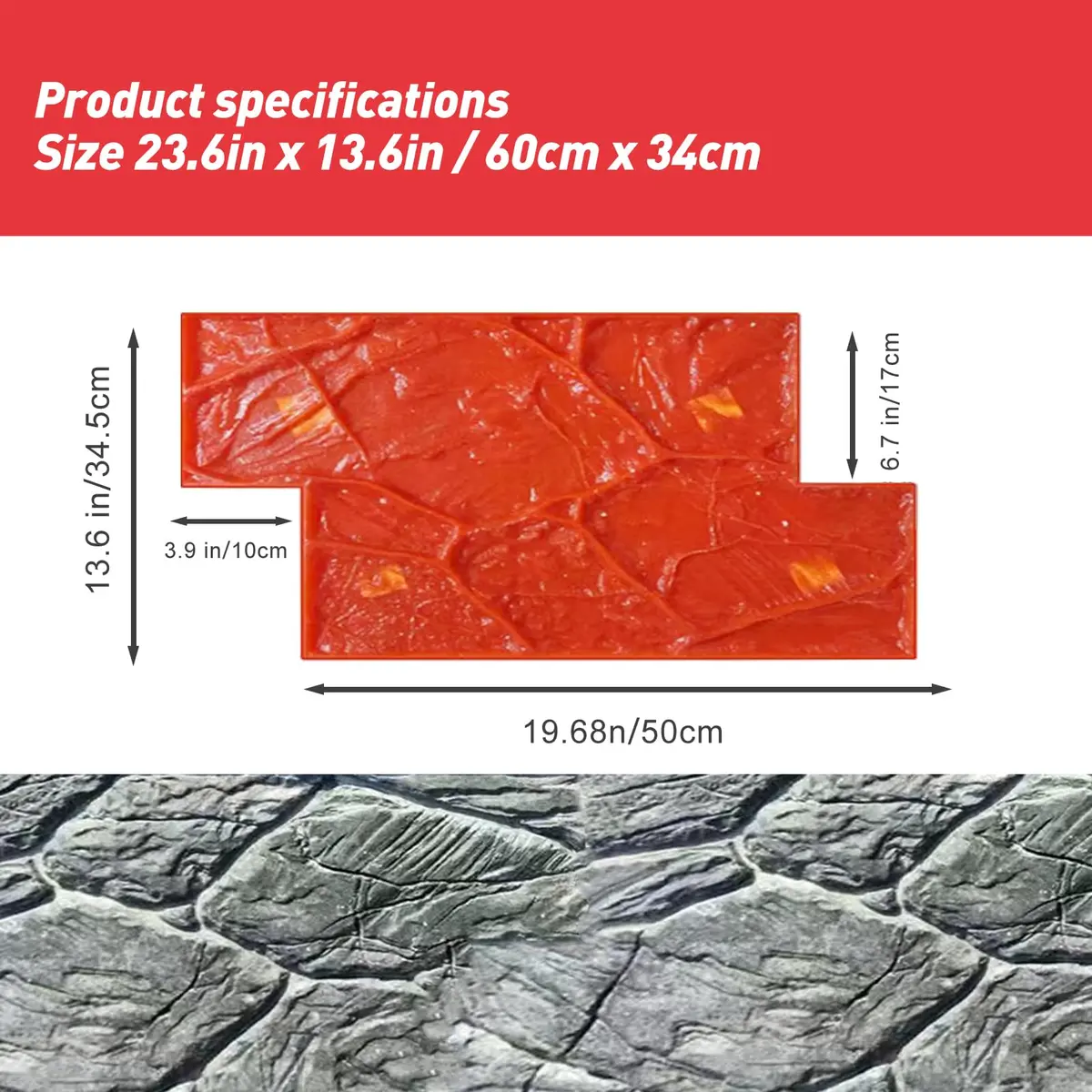 SGHE Concrete Texture Mat 28" x 12" | Realistic Slate Pattern for Walls & Ground - view 2