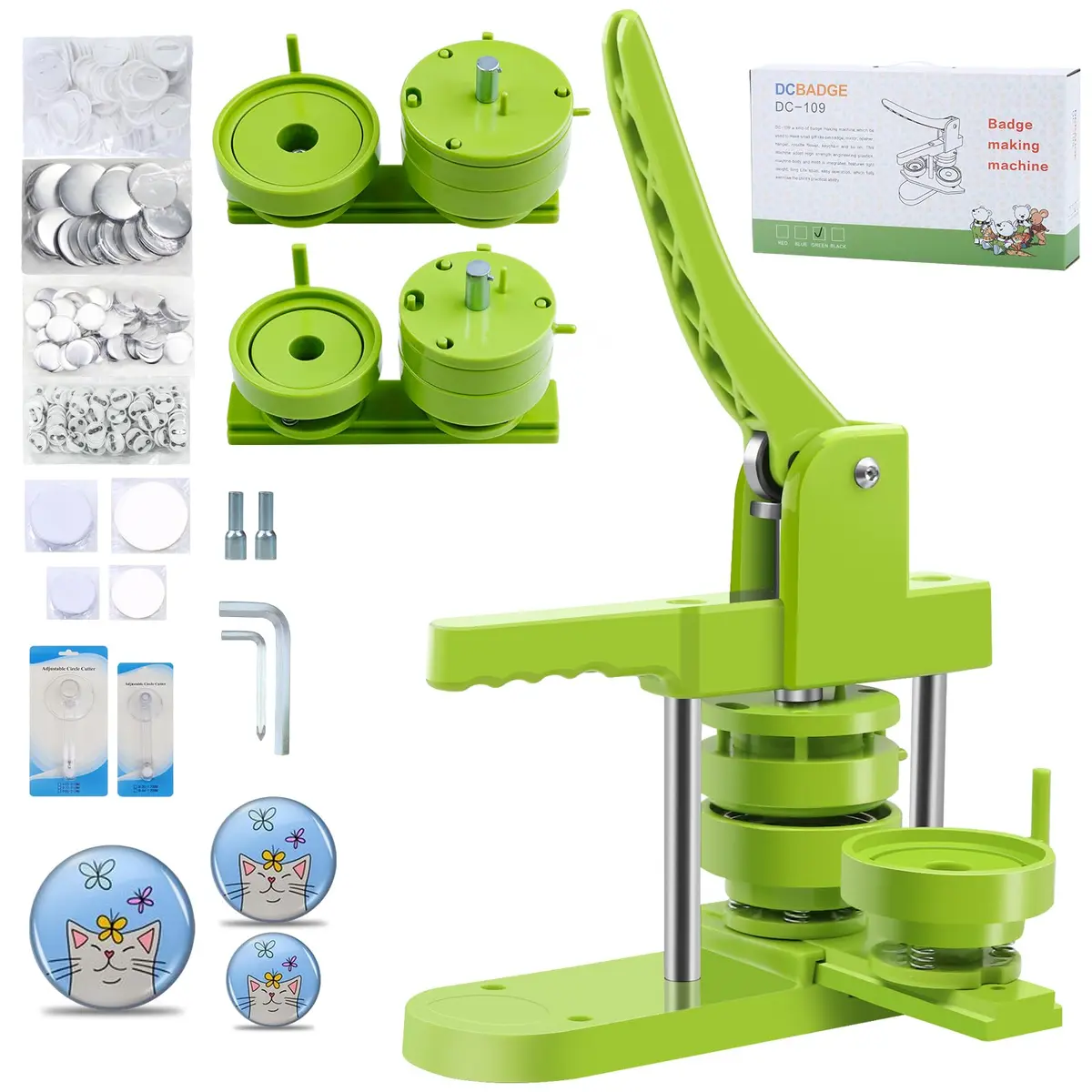 MK.Bear Button Maker Machine Multiple Sizes 200 Pcs | DIY Badge Kit with Free Parts - main product image
