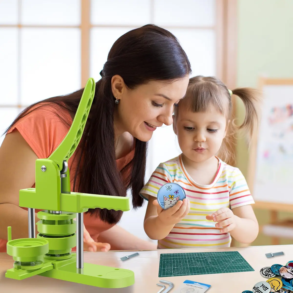 MK.Bear Button Maker Machine Multiple Sizes 200 Pcs | DIY Badge Kit with Free Parts - view 5