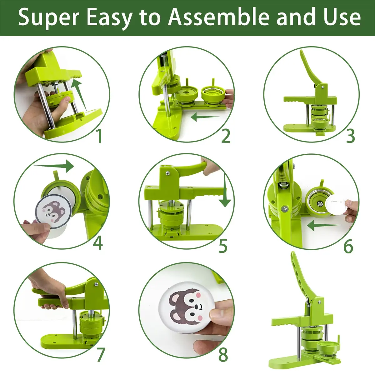 MK.Bear Button Maker Machine Multiple Sizes 200 Pcs | DIY Badge Kit with Free Parts - view 6