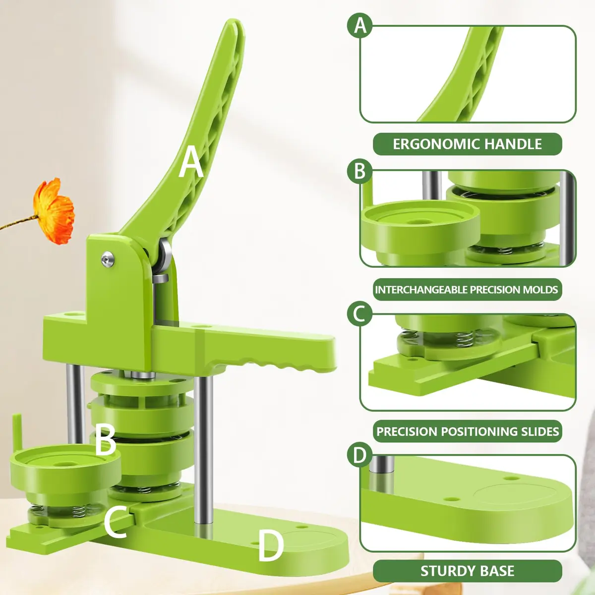 MK.Bear Button Maker Machine Multiple Sizes 200 Pcs | DIY Badge Kit with Free Parts - view 2