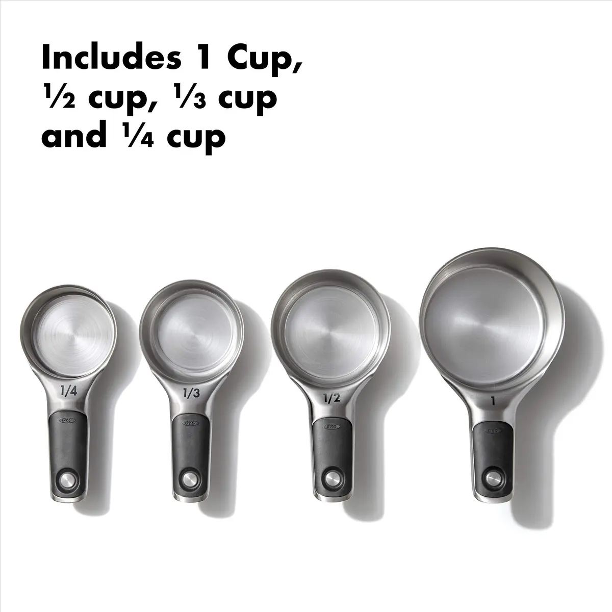 OXO Good Grips Stainless Steel Measuring Cups and Spoons Set with Magnetic Snaps | 8-Piece Set with Etched Markings - view 4