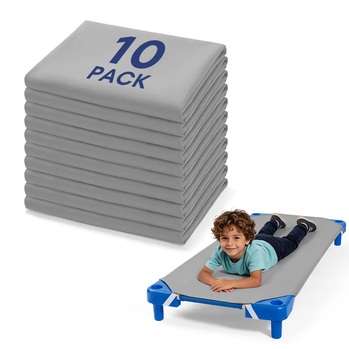 Comfyanno Fitted Cot Sheets for Daycare 23" x 52" | Pack of 10, Microfiber, Grey, Soft & Durable - main product image