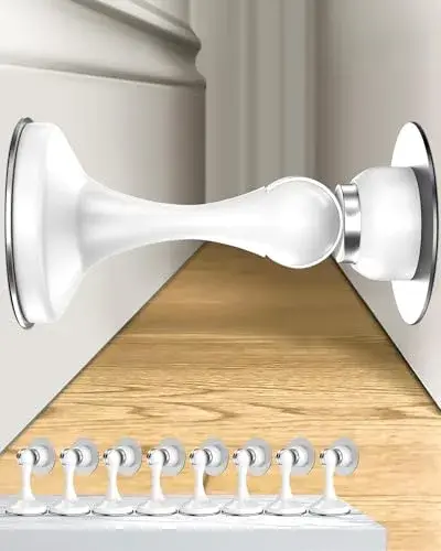 Crosize Magnetic Door Stopper 4 Pack White | Strong Magnetism for Wall and Floor Mounting - main product image