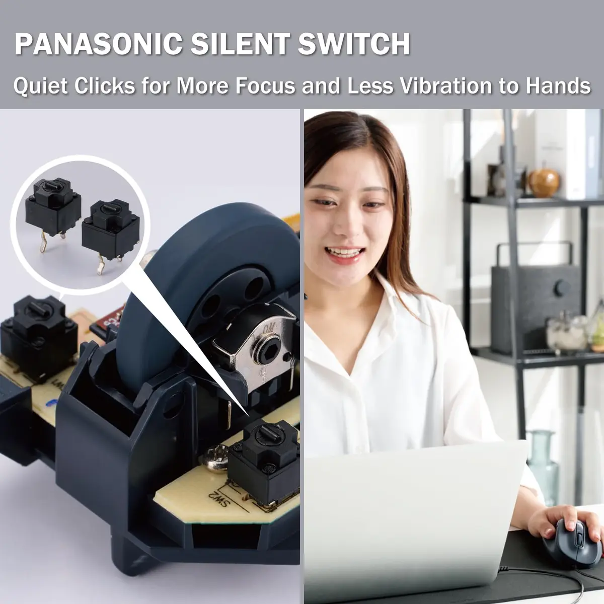 エレコム Wired USB Ergonomic Shape Mouse 2000DPI Black | Silent Click, Right Hand, 5 Buttons - view 6