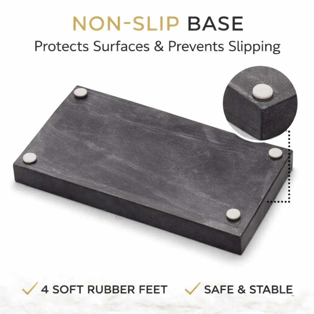 KC KULLICRAFT Natural Marble Tray 30cm x 20cm (12" x 8") | Elegant Black Finish for Bathroom Vanity & Kitchen Countertop - view 4