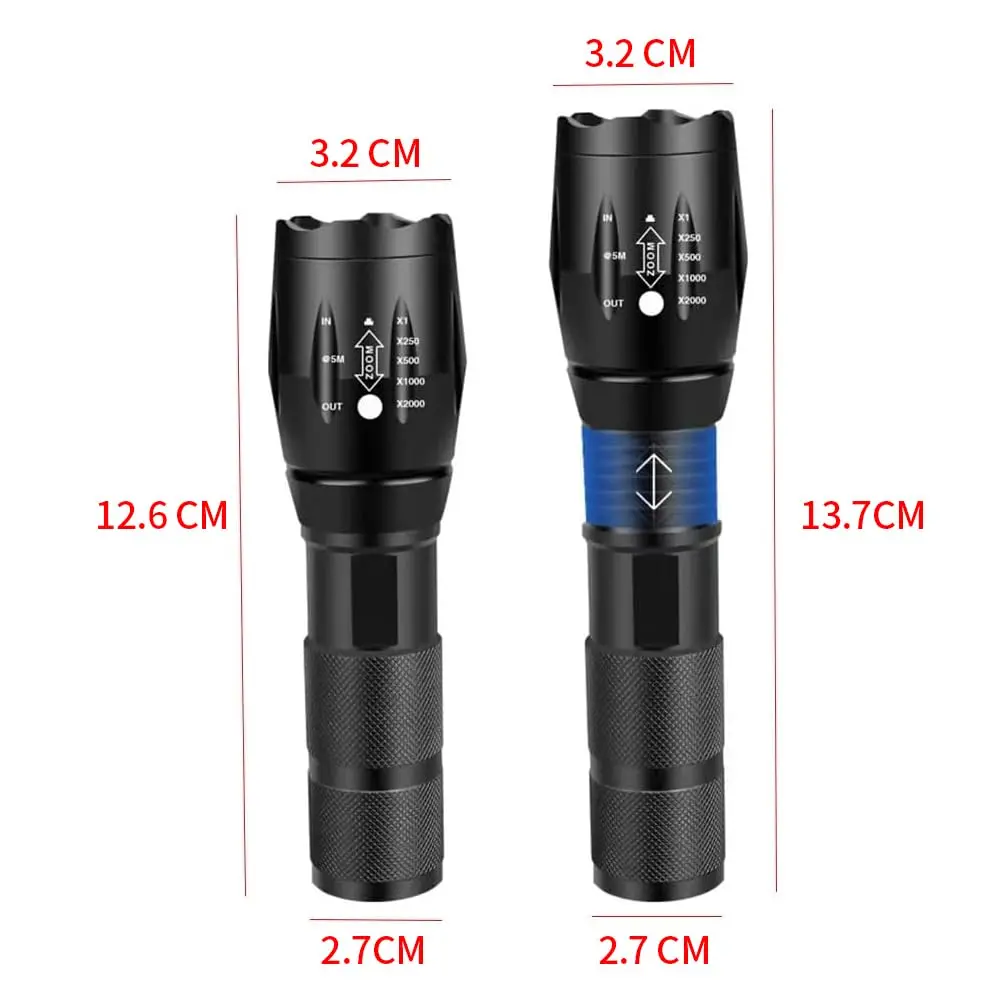 YZYOE 2-in-1 Rechargeable Flashlight with White & Blue Light 12.5 cm (4.92 in) | Zoomable Beam for Blood Tracking & General Use - view 7