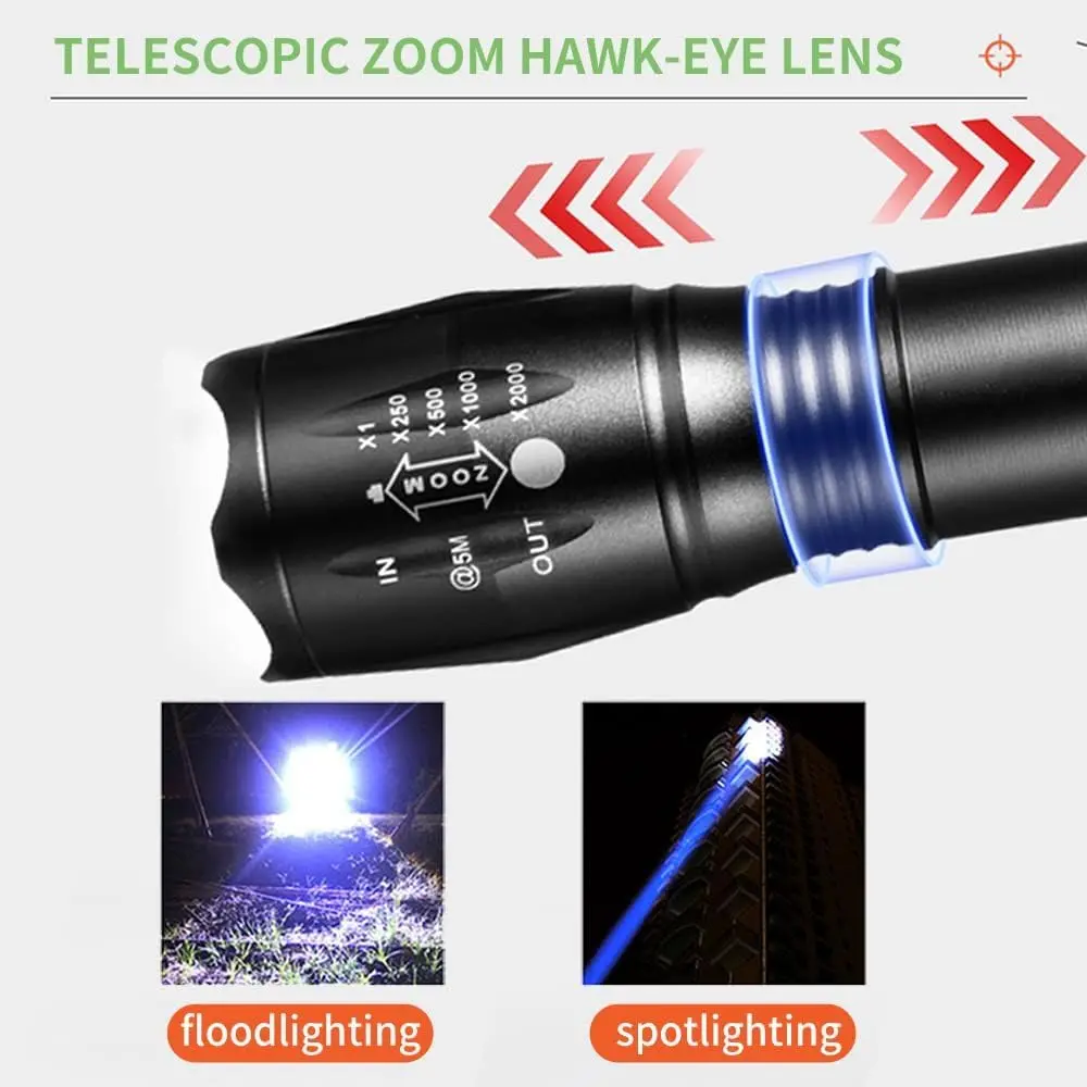 YZYOE 2-in-1 Rechargeable Flashlight with White & Blue Light 12.5 cm (4.92 in) | Zoomable Beam for Blood Tracking & General Use - view 3