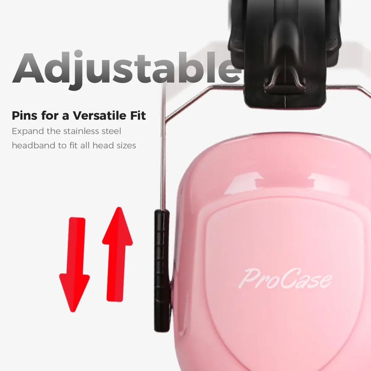 ProCase NRR 28dB Noise Reduction Ear Muffs, Foldable Adjustable Passive Noise Cancelling Headphones for Adults Kids Autism, Hearing Protection for Shooting, Construction, Mowing, Studying -Pink | 28 dB Noise Reduction - view 4