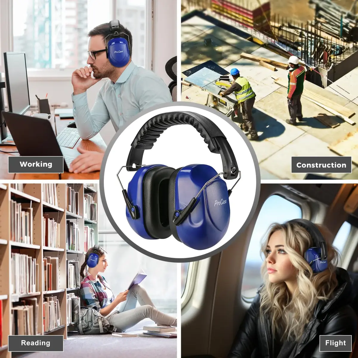 ProCase NRR 28dB Passive Noise Reduction Earmuffs | ANSI S3.19 Certified, 28dB Attenuation, Navy - view 6