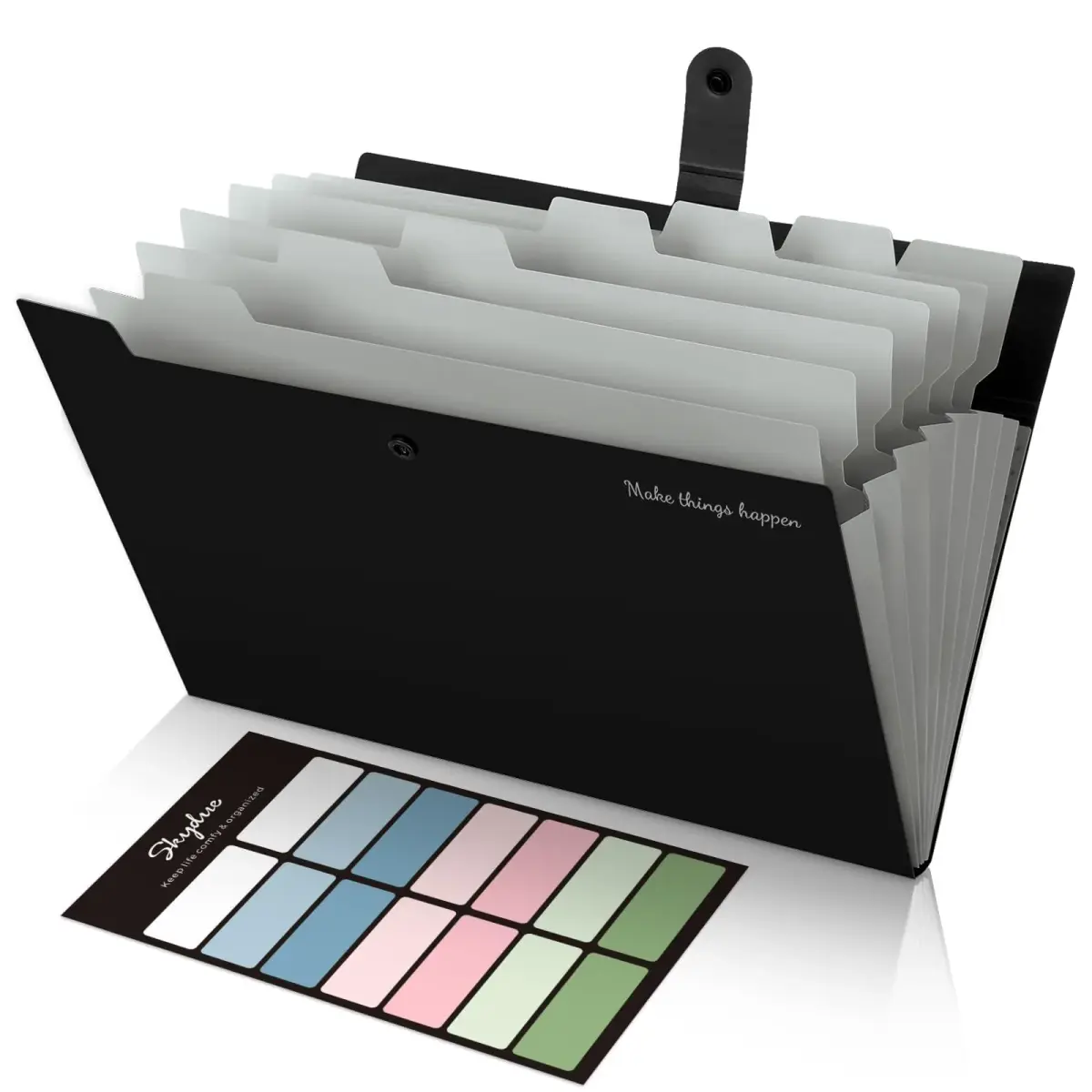 SKYDUE Expanding File Folders with Labels, 4-Pack Black | Portable A4 Letter Size Document Organizer - view 2
