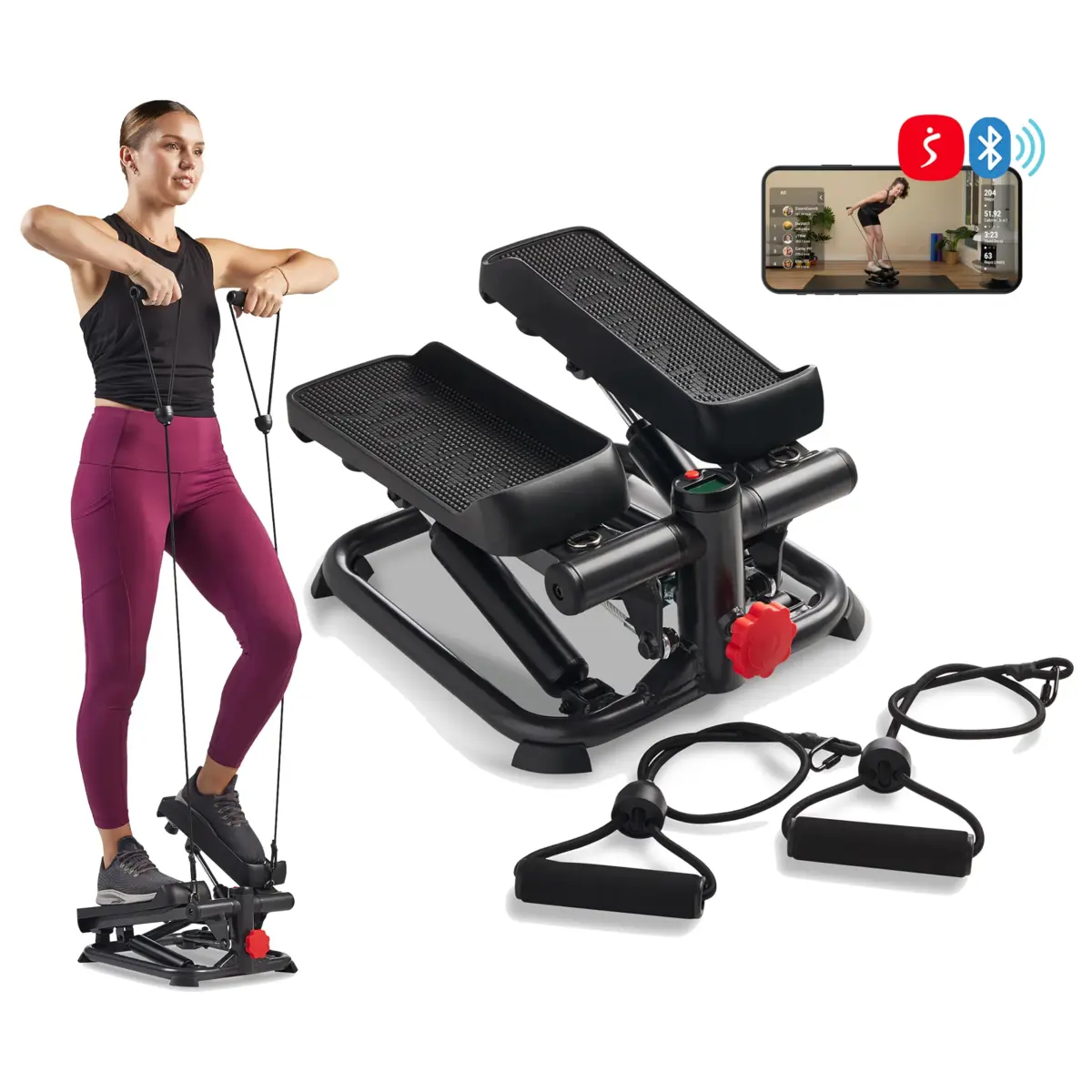 Sunny Health & Fitness Smart Mini Stepper with Bands & Adjustable Step Height | Full Body Workout Home Cardio 8.26 kg (18.2 lb) - main product image
