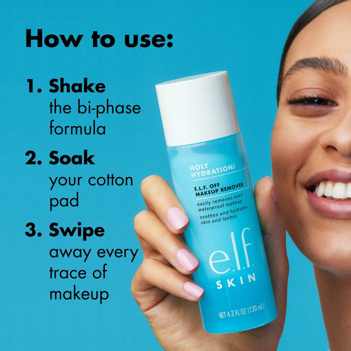 e.l.f. SKIN Holy Hydration Off Makeup Remover 4.3 Fl Oz | Gentle Waterproof Makeup Melting Solution - view 6