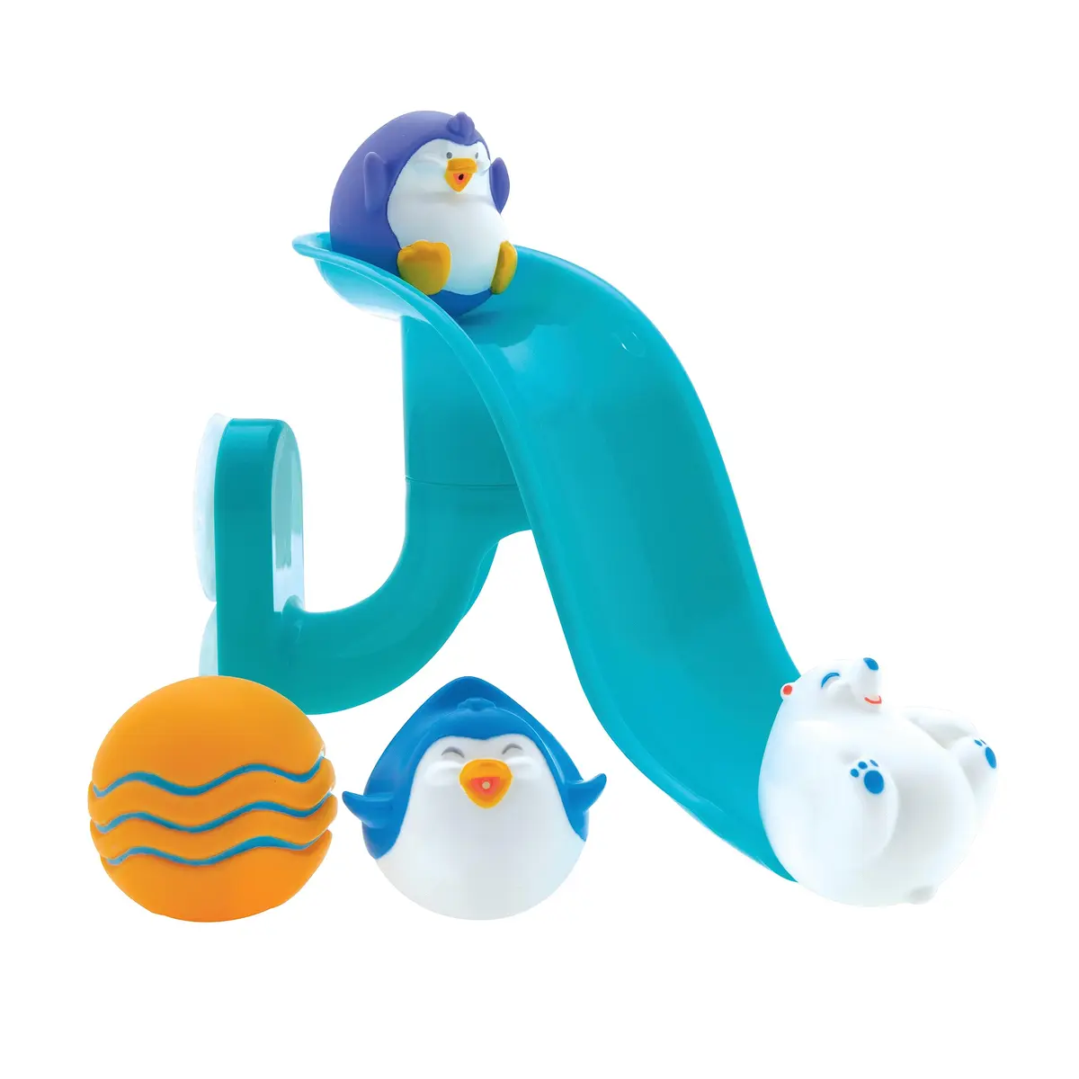 Nuby Penguin Slide Bath Toy Play Set with 4 Bath Squirters | Baby Bath Toys for 12+ Months, Suction Cup Attaches to Shower Wall - main product image