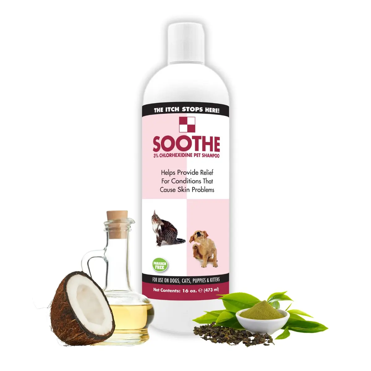 Showseason Soothe Itch Relief Pet Shampoo for Dogs & Cats 16 oz. | Antiseptic | Cools Red, Inflamed Skin | Made in USA - main product image