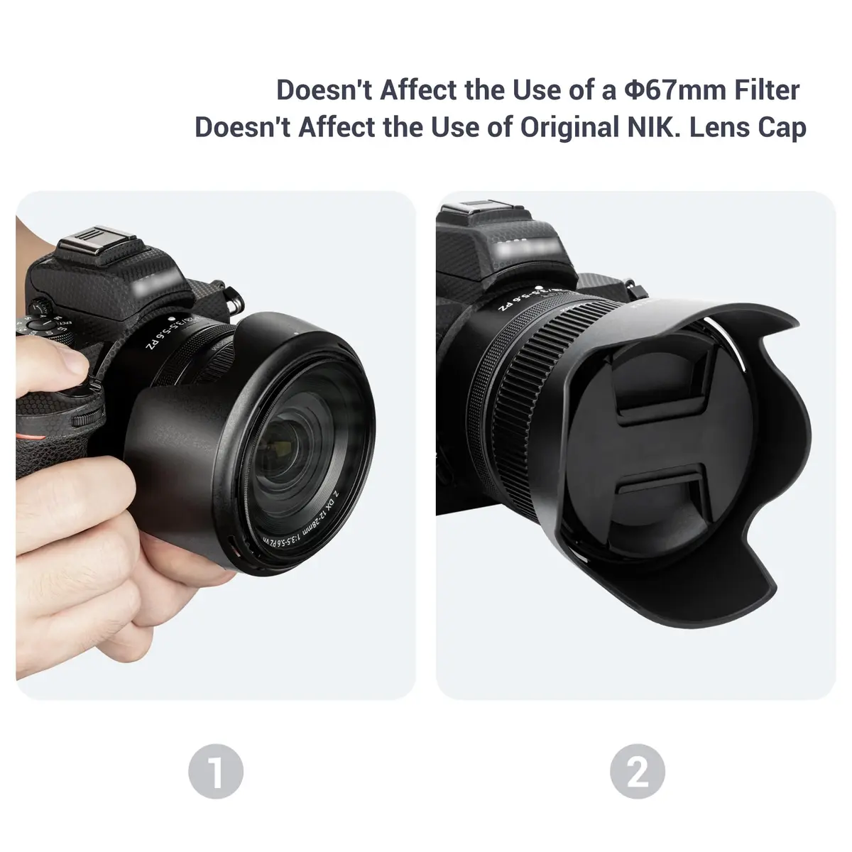 JJC Lens Hood for Nikon NIKKOR Z DX 12-28mm f/3.5-5.6 PZ VR Lens | Reversible Bayonet Mount Shade - view 4