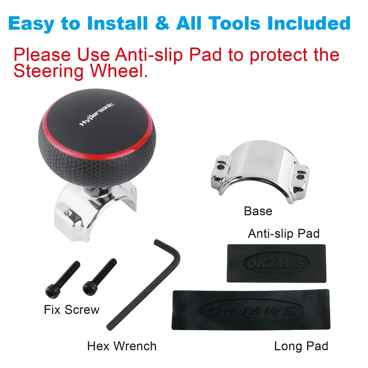 Hypersonic Large Steering Wheel Knob Spinners, Vehicle Steering Wheel Spinners Ball Durable Suicide Knob for Car, SUV, Trucks, Tractors, Boat (Red) | Effortless Control - view 5