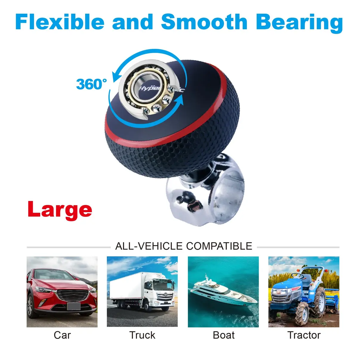 Hypersonic Large Steering Wheel Knob Spinners, Vehicle Steering Wheel Spinners Ball Durable Suicide Knob for Car, SUV, Trucks, Tractors, Boat (Red) | Effortless Control - view 4