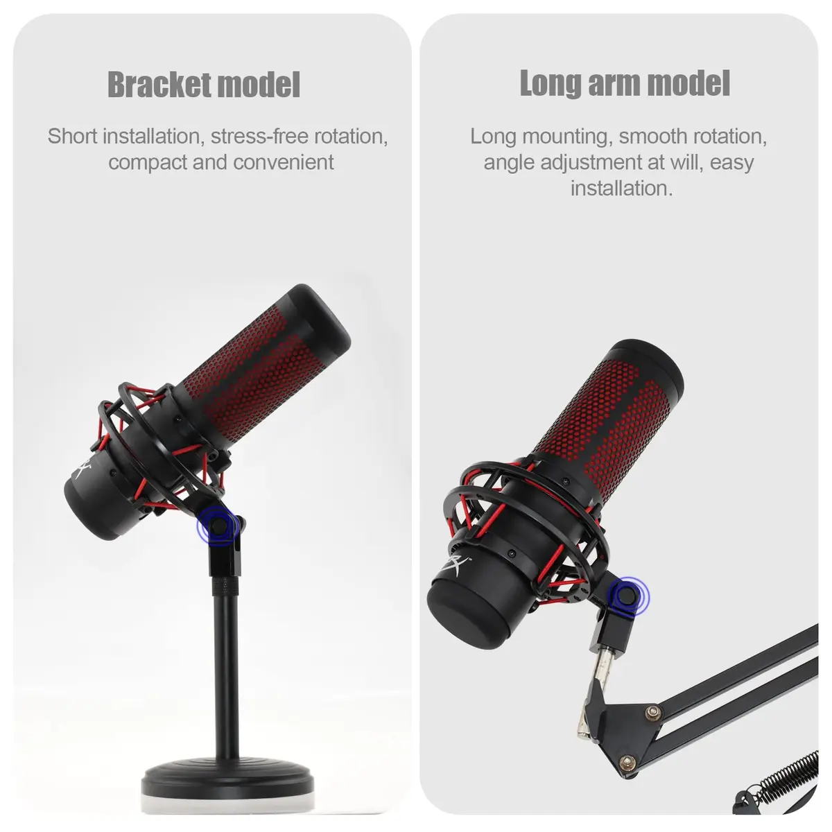 SAVITA Microphone Mount Adapter with 3/8" & 1/4" Screw Adapters for HyperX QuadCast, Black | Durable Metal Construction for Boom Arms - view 5