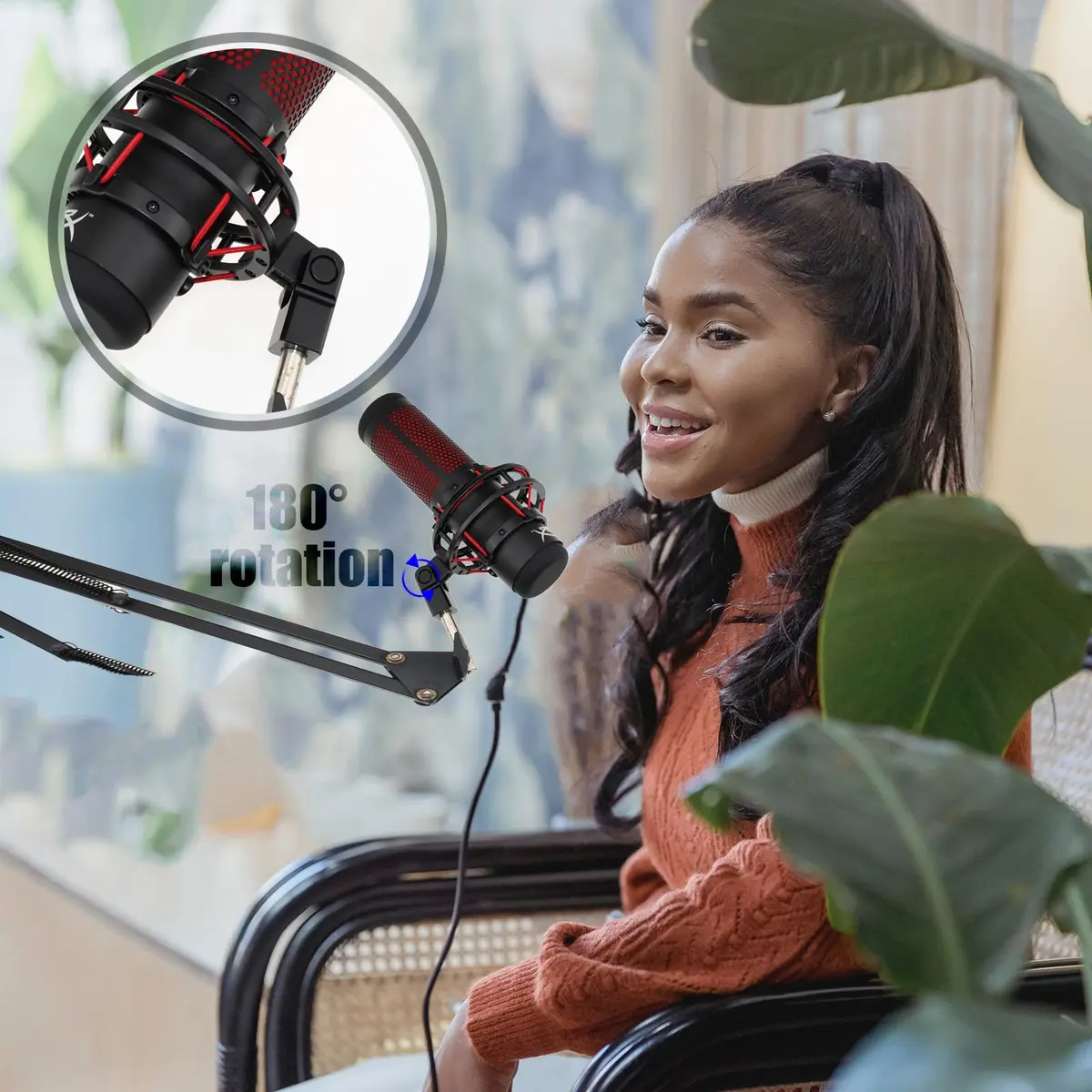 SAVITA Microphone Mount Adapter with 3/8" & 1/4" Screw Adapters for HyperX QuadCast, Black | Durable Metal Construction for Boom Arms - view 6