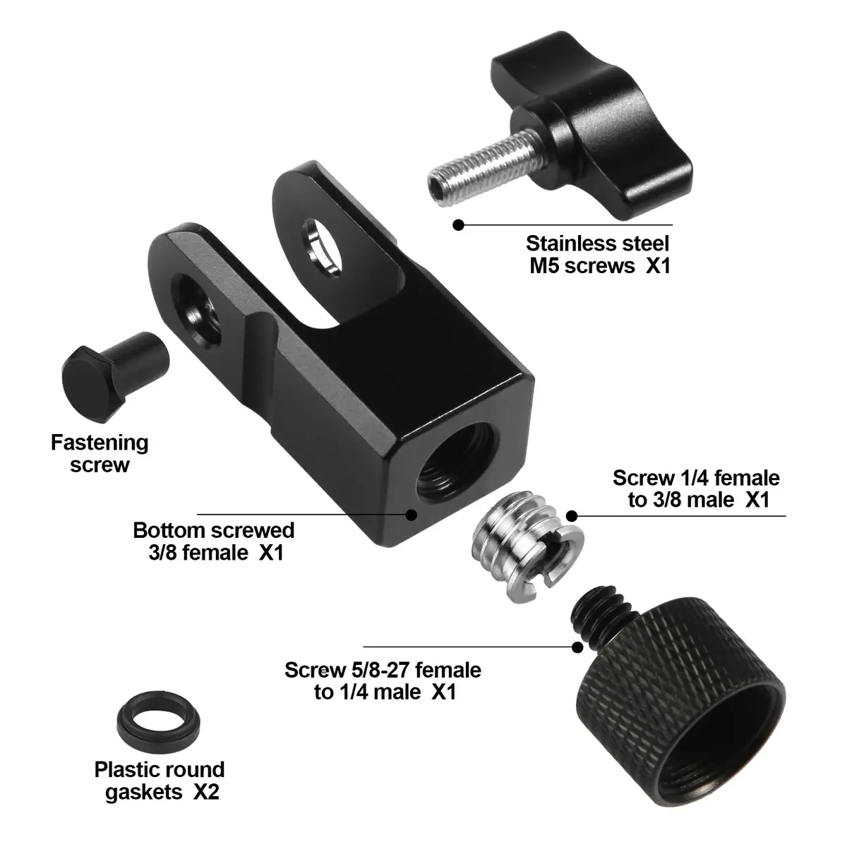 SAVITA Microphone Mount Adapter with 3/8" & 1/4" Screw Adapters for HyperX QuadCast, Black | Durable Metal Construction for Boom Arms - view 2