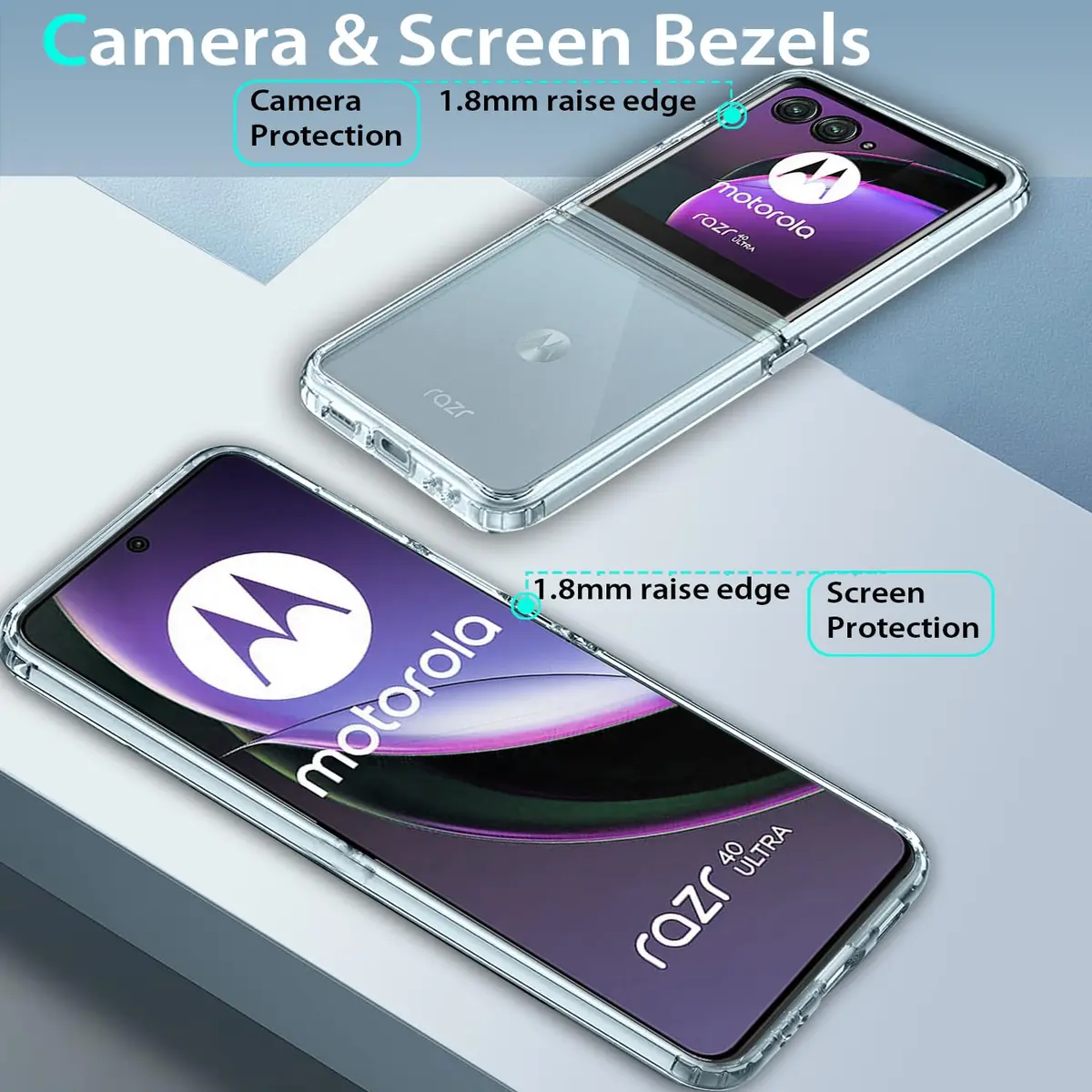 Zeking Clear Hybrid Case for Motorola Razr 40 Ultra/Razr Plus | Shockproof Bumper with Non-Yellowing Acrylic - view 3
