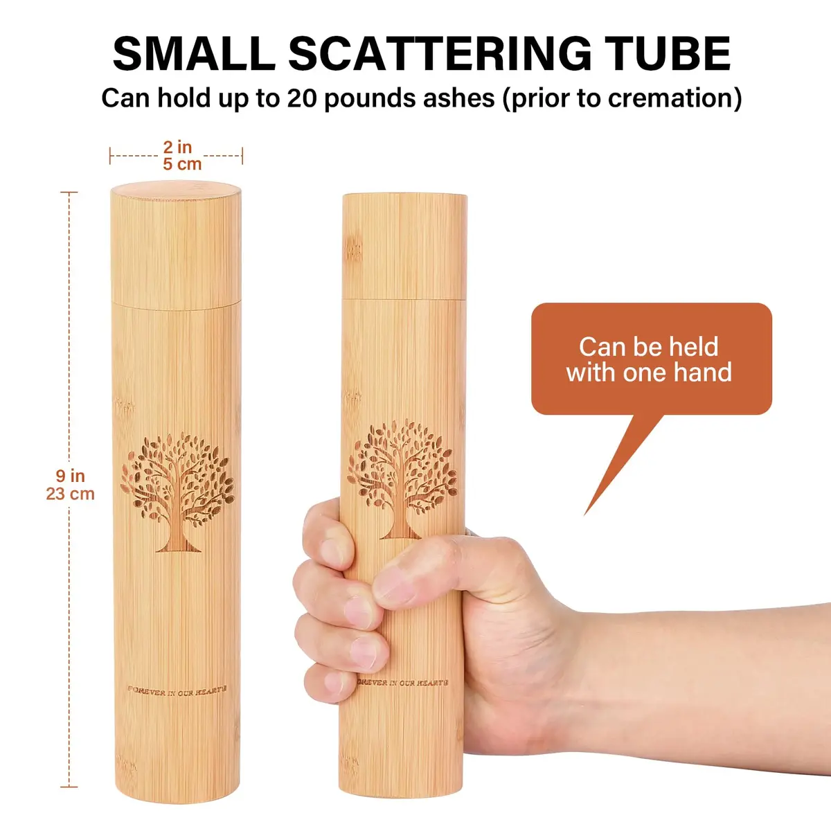HOOMTREE Small Scattering Tubes for Human Ashes 9"x2" | Eco-Friendly Biodegradable Urns (Set of 4) - view 2