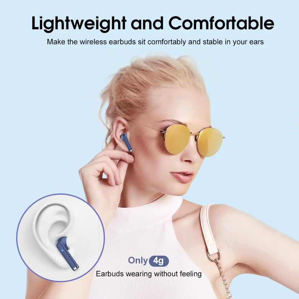 OYIB Wireless Earbuds Bluetooth 5.3, Clear Call ENC Mic Headphones Deep Blue | 13mm Dynamic Drivers - view 4