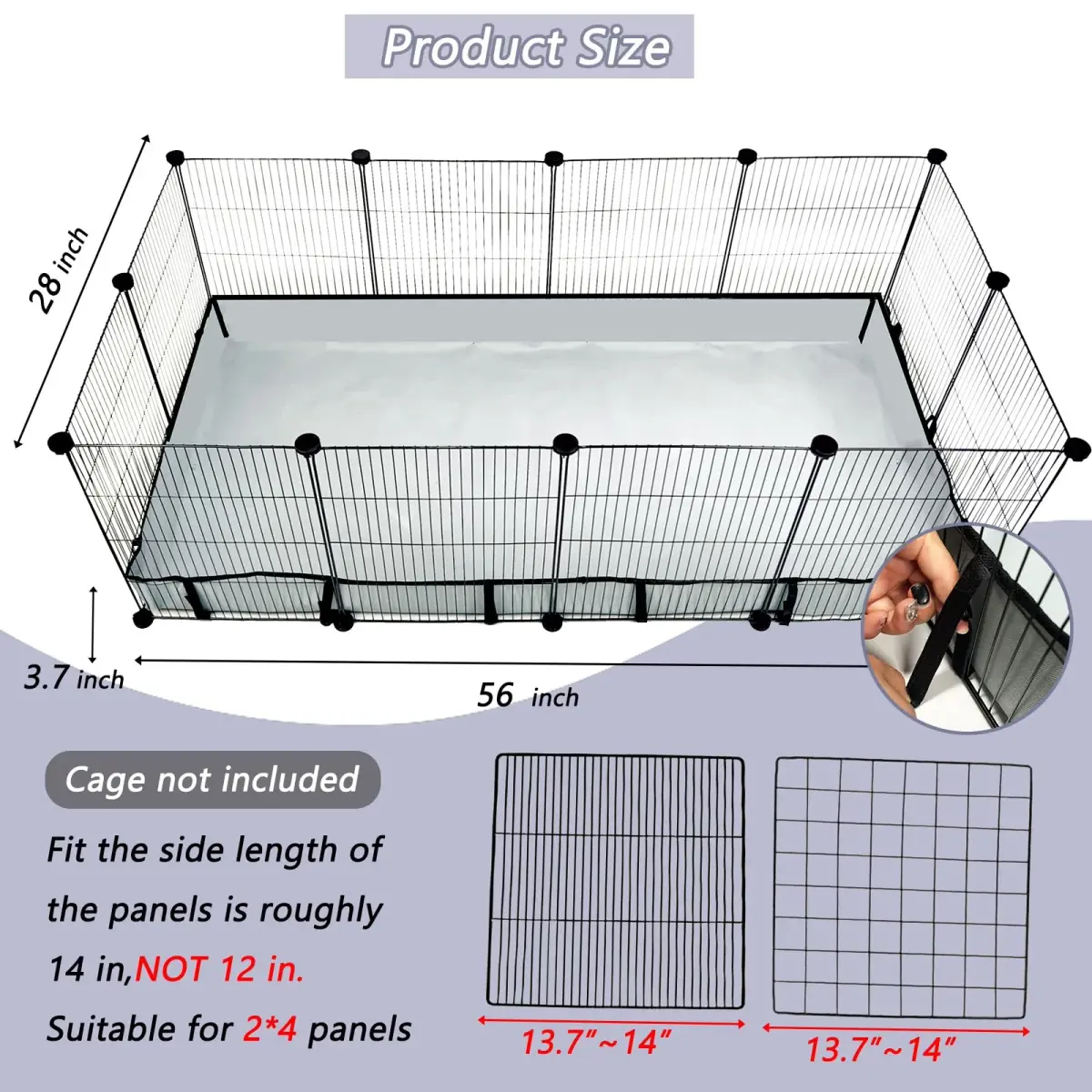 DZWLKJ Waterproof Guinea Pig Cage Liner 71cm x 142cm (28"x56") | Washable Base for Rabbits, Chinchillas, Hedgehogs, Ferrets - view 2