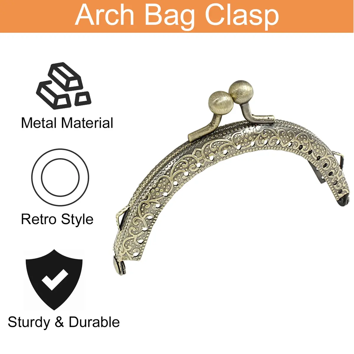 Piutouyar 10 Pcs Metal Purse Frame, 8.5cm / 3.3inch, Bronze | Retro Style Purse Hardware for Jewelry & Bag Making - view 4