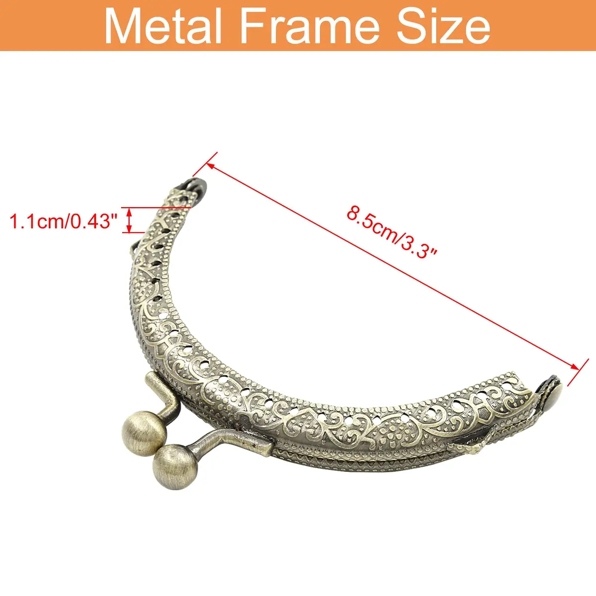 Piutouyar 10 Pcs Metal Purse Frame, 8.5cm / 3.3inch, Bronze | Retro Style Purse Hardware for Jewelry & Bag Making - view 2