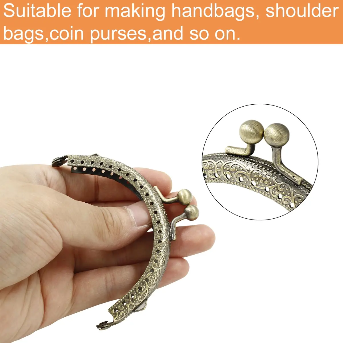 Piutouyar 10 Pcs Metal Purse Frame, 8.5cm / 3.3inch, Bronze | Retro Style Purse Hardware for Jewelry & Bag Making - view 3